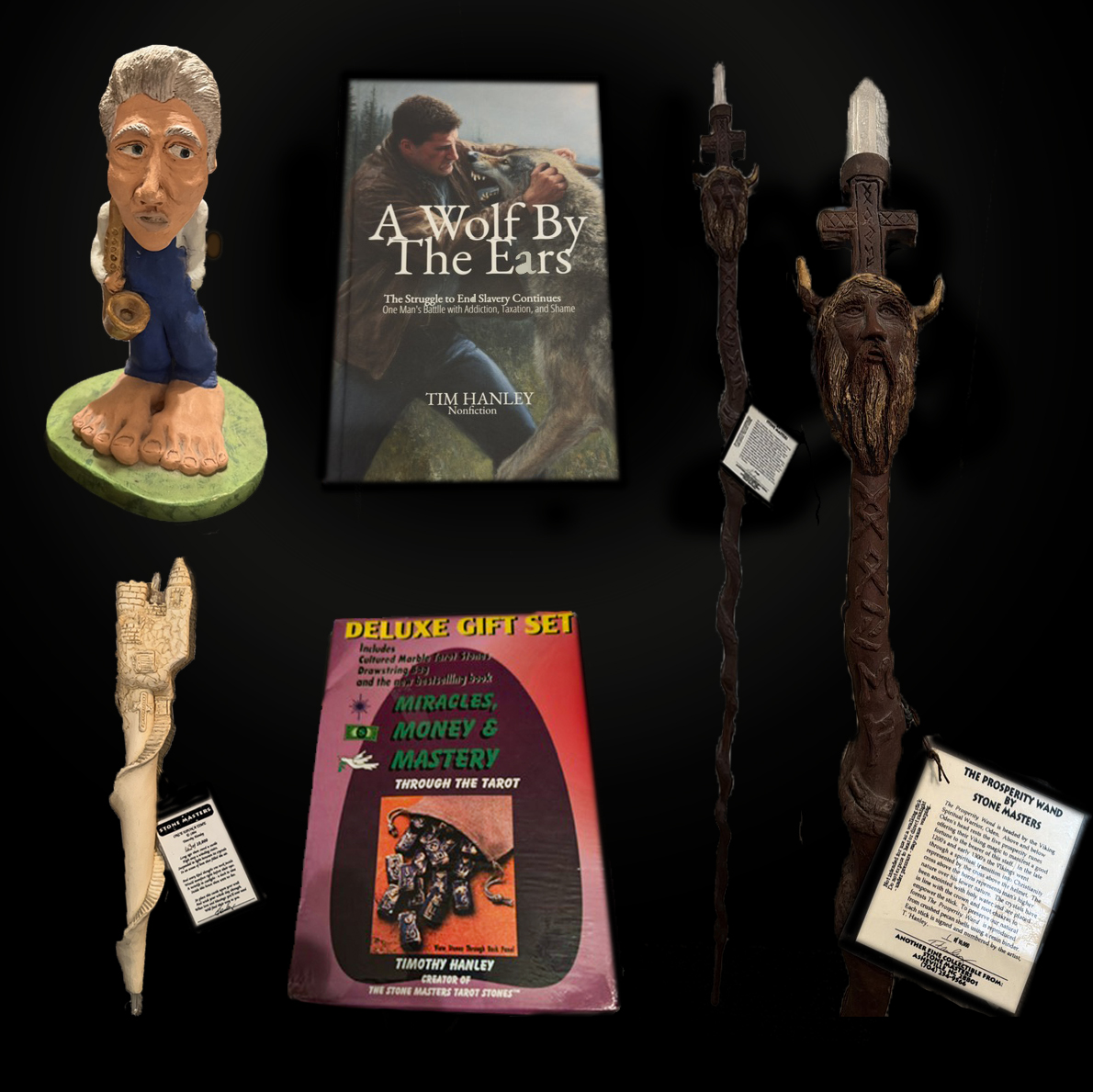 A life made by hand — sculpture, tarot stones, the Prosperity Wand, and published works